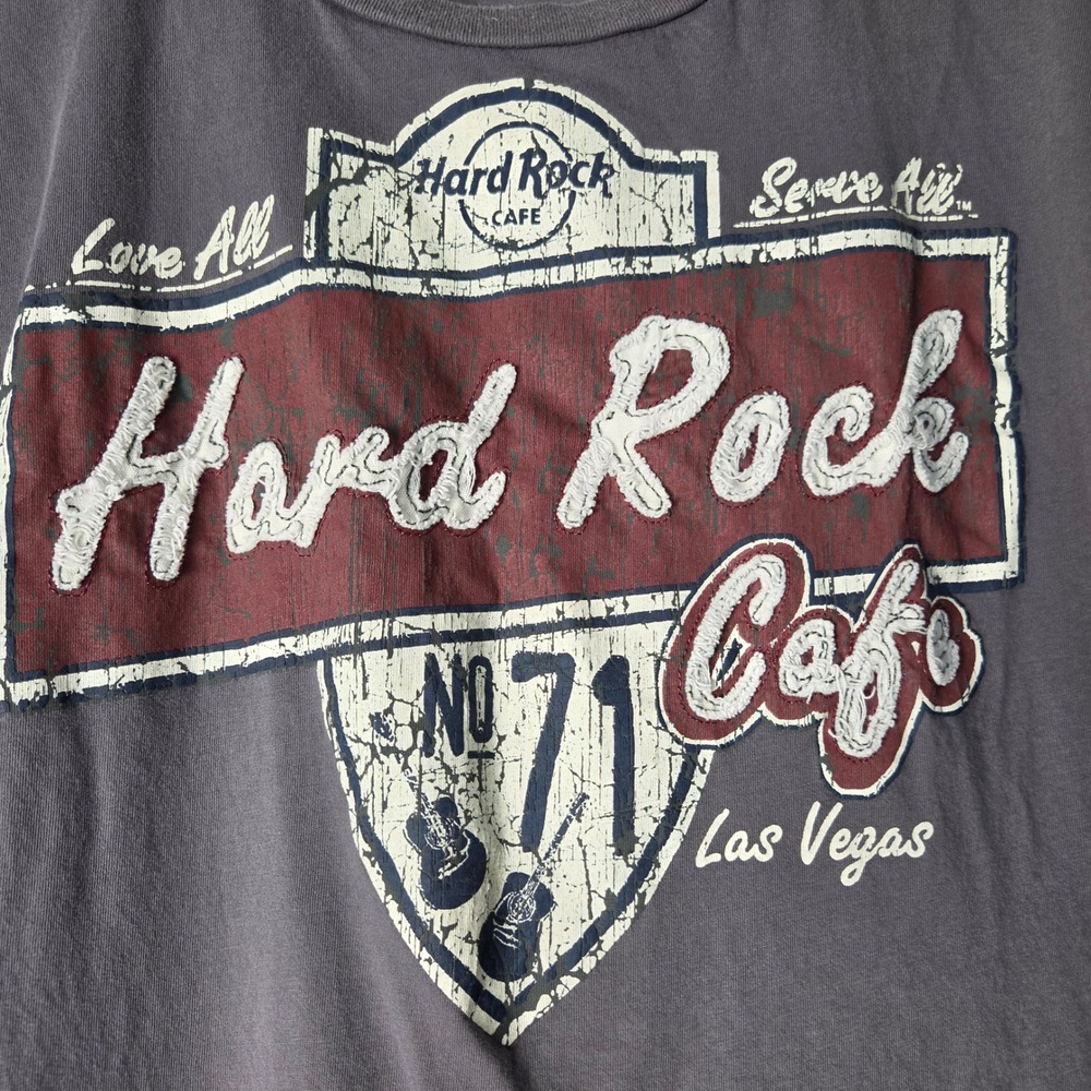 Hard Rock Cafe Las Vegas Mens XL Gray Graphic T-Shirt Distressed Logo Cotton